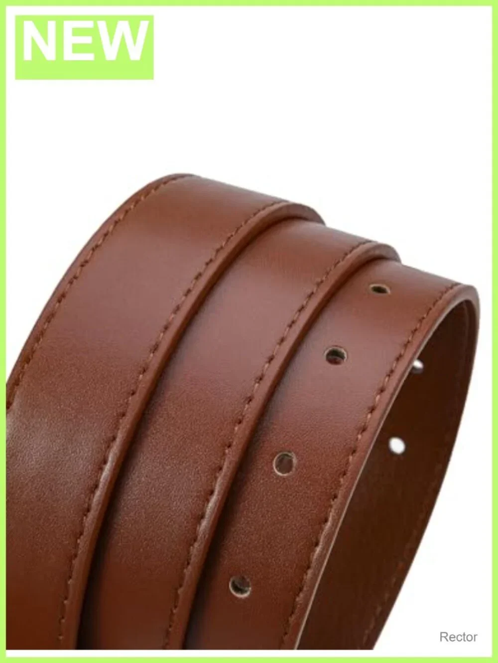 Women's Faux Leather Waist Belt with Gold Buckle, Double Metal Rings, Minimalist